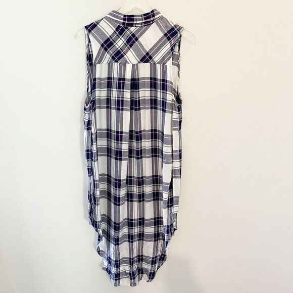 Rails Plaid Purple Sleeveless Tunic Button Down Flannel Blouse Large - Picture 6 of 8